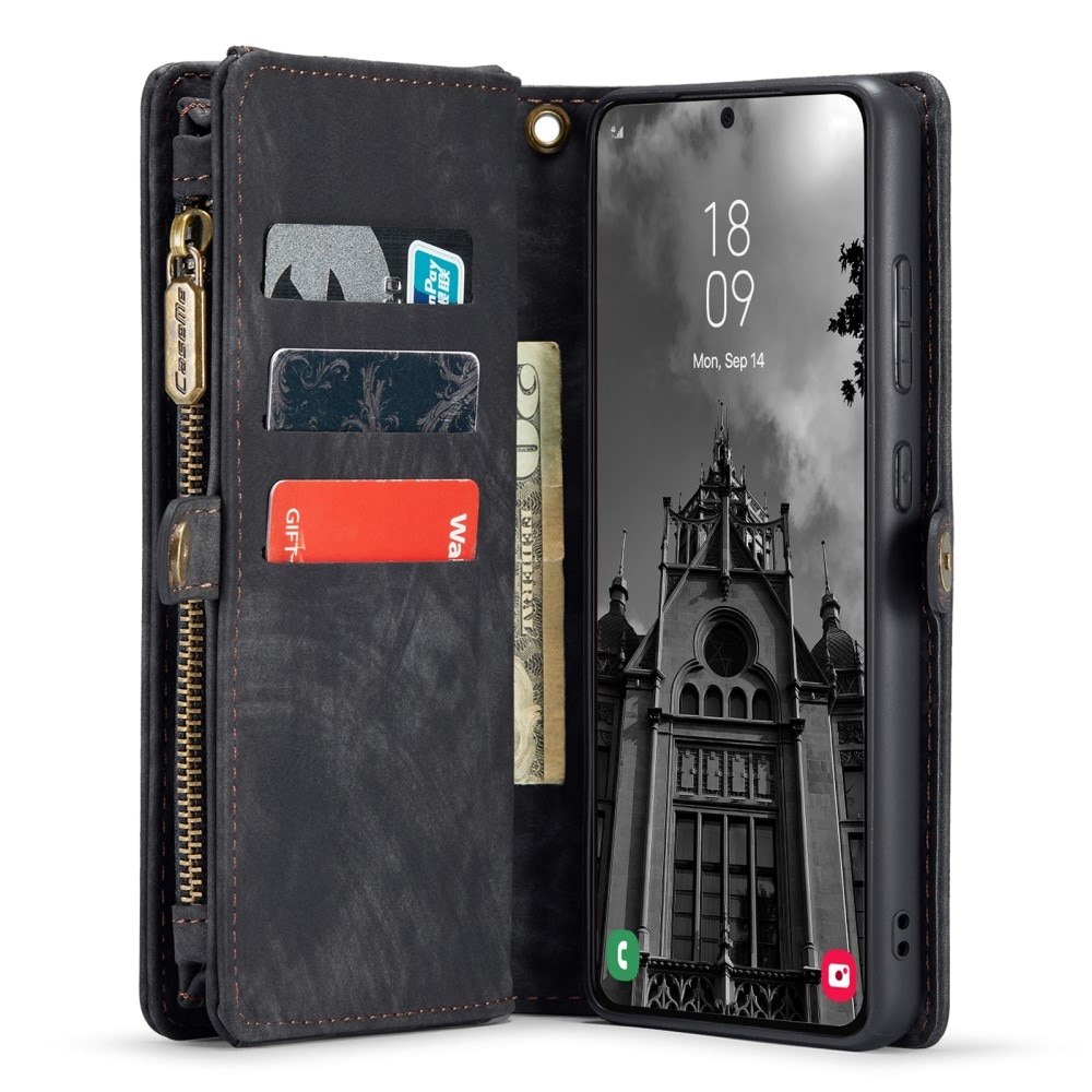 Samsung Galaxy S24 Rymligt plånboksfodral med många kortfack, grå