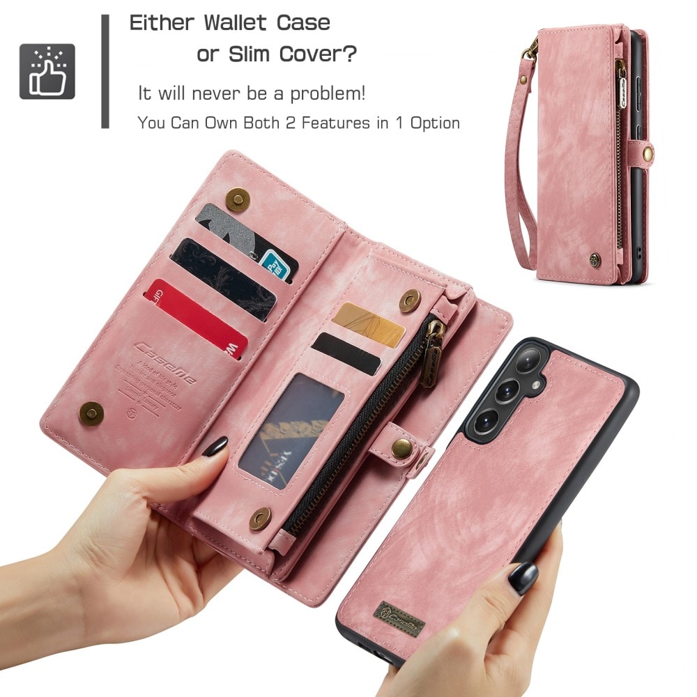Samsung Galaxy S24 Plus Rymligt plånboksfodral med många kortfack, Rosa