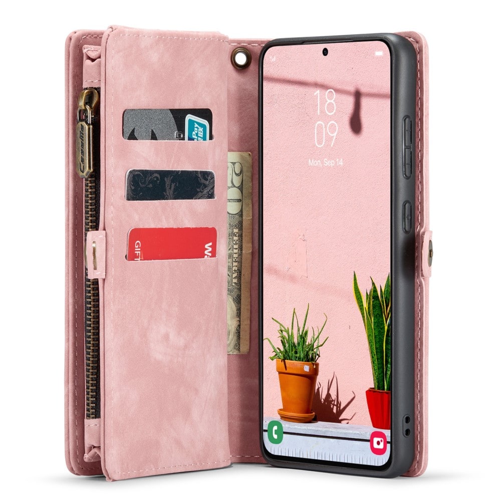Samsung Galaxy S24 Plus Rymligt plånboksfodral med många kortfack, Rosa