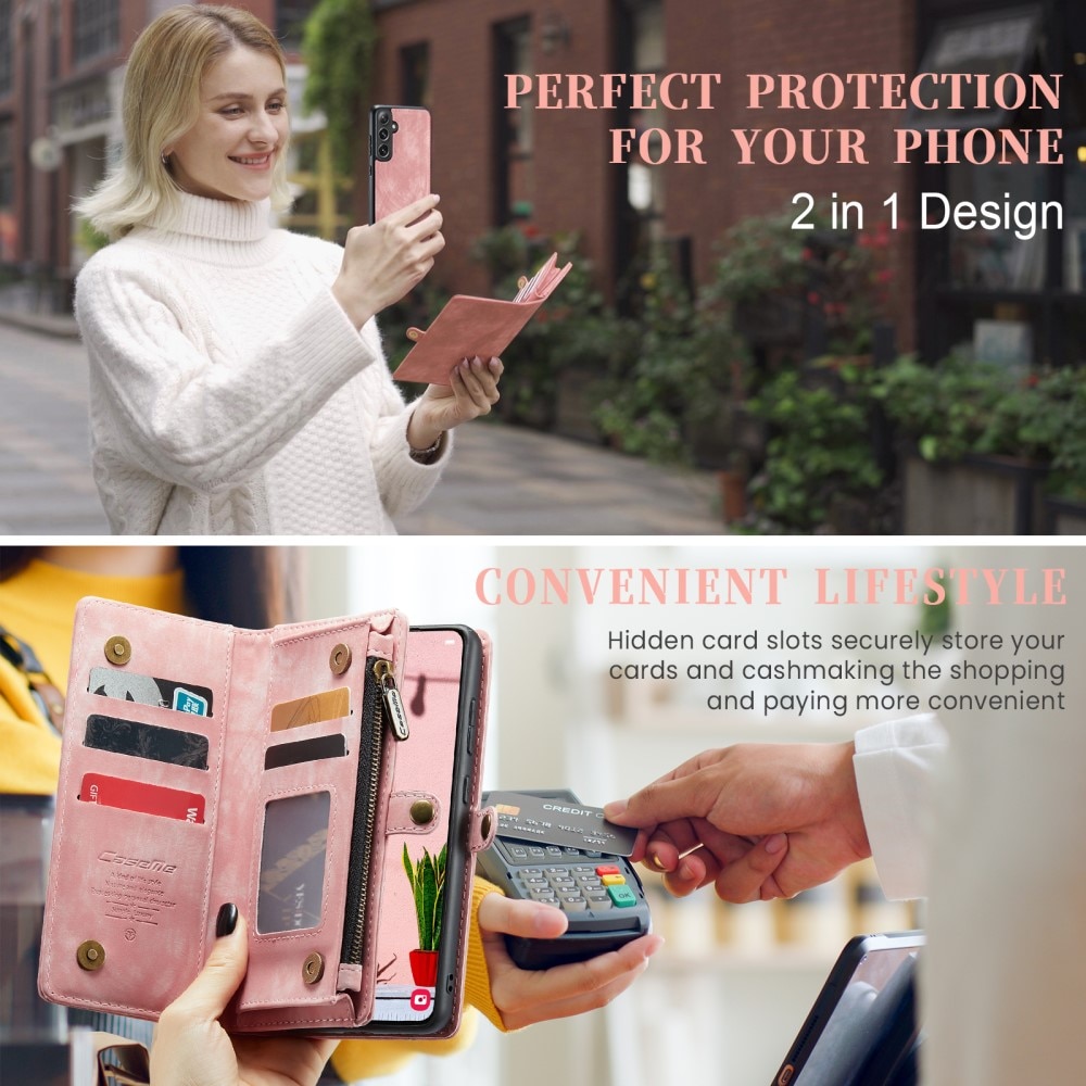 Samsung Galaxy S24 Plus Rymligt plånboksfodral med många kortfack, Rosa