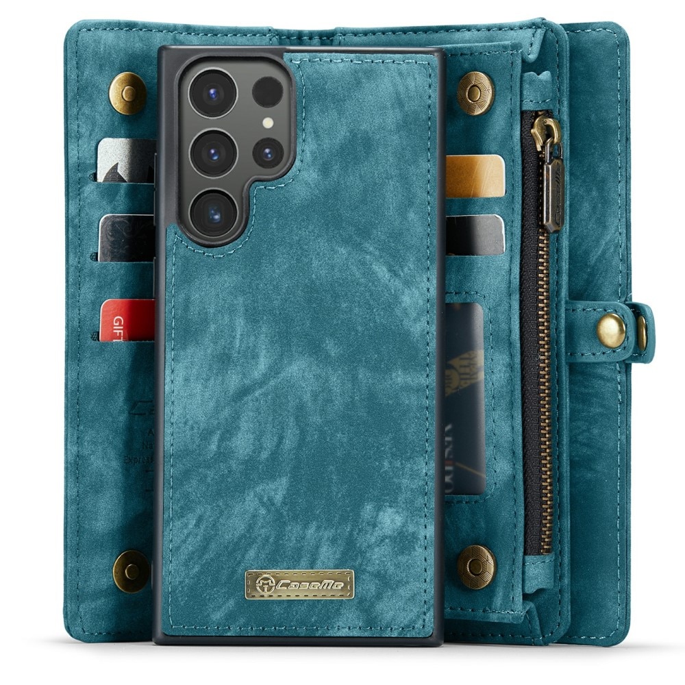 Samsung Galaxy S24 Ultra Rymligt plånboksfodral med många kortfack, blå
