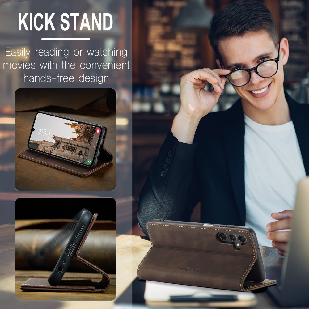 Samsung Galaxy A15 Slimmat plånboksfodral, Brun