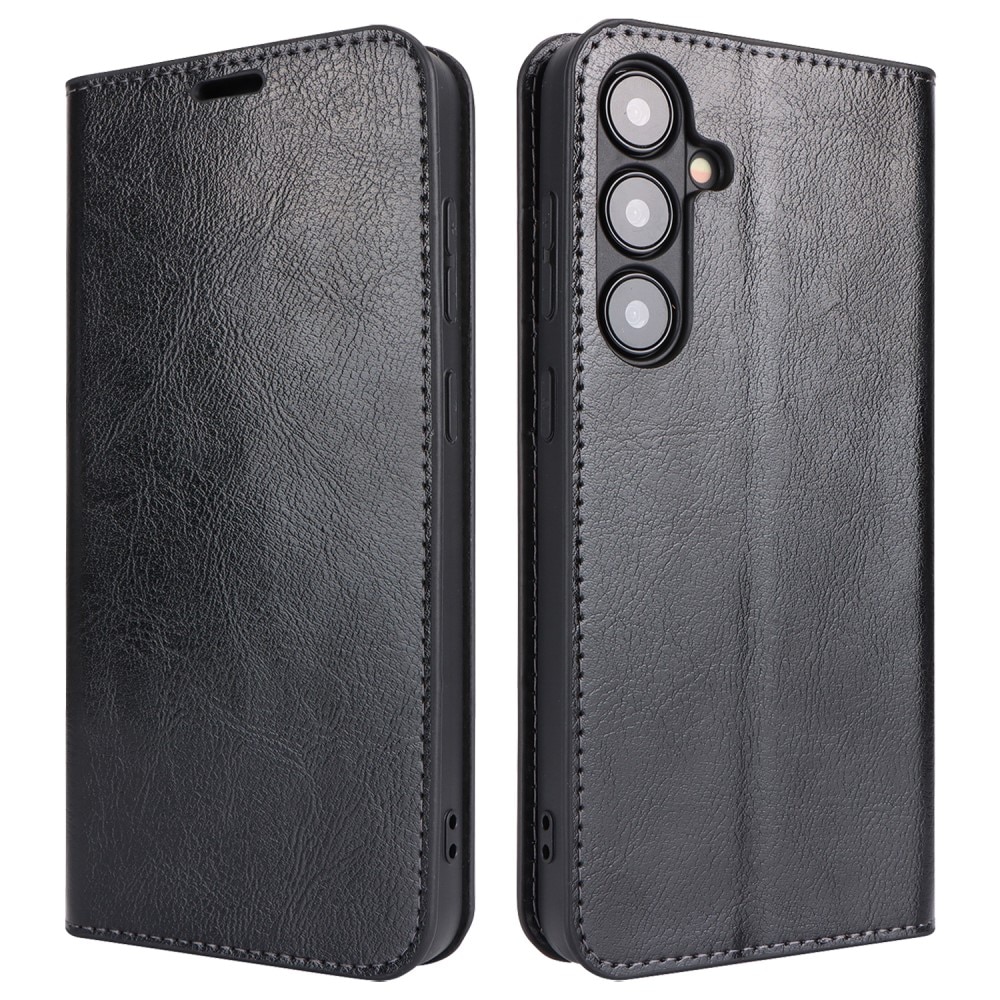 Samsung Galaxy S24 Plus Smidigt mobilfodral i äkta läder, svart