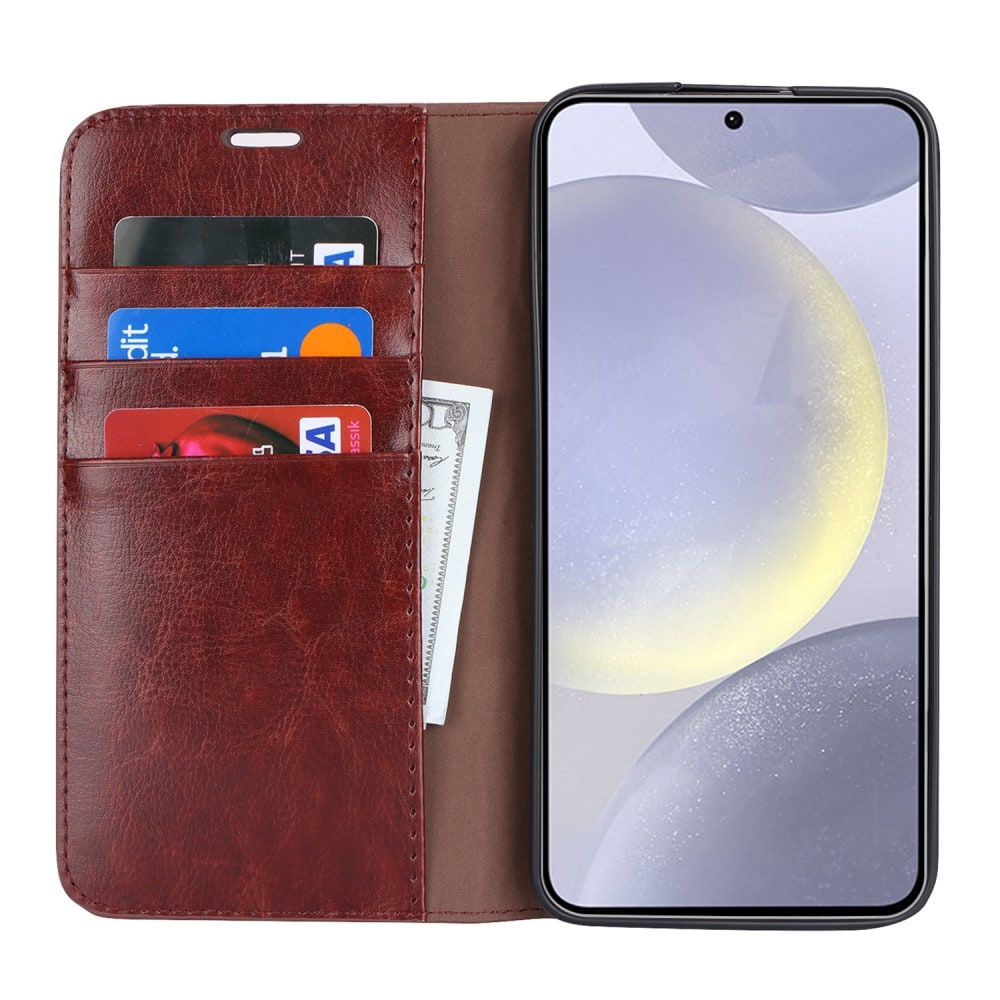Samsung Galaxy S24 Plus Smidigt mobilfodral i äkta läder, Mörkbrun