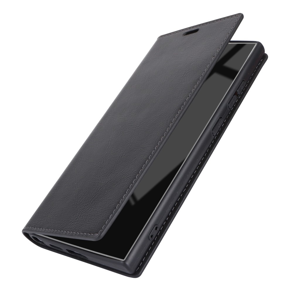 Samsung Galaxy S24 Ultra Smidigt mobilfodral i äkta läder, svart