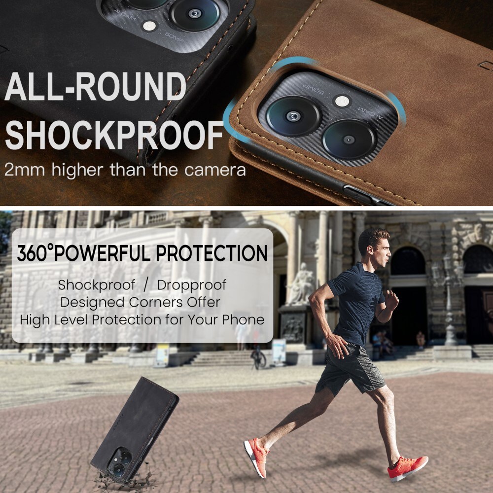 Xiaomi Redmi 13C Slimmat plånboksfodral, Svart