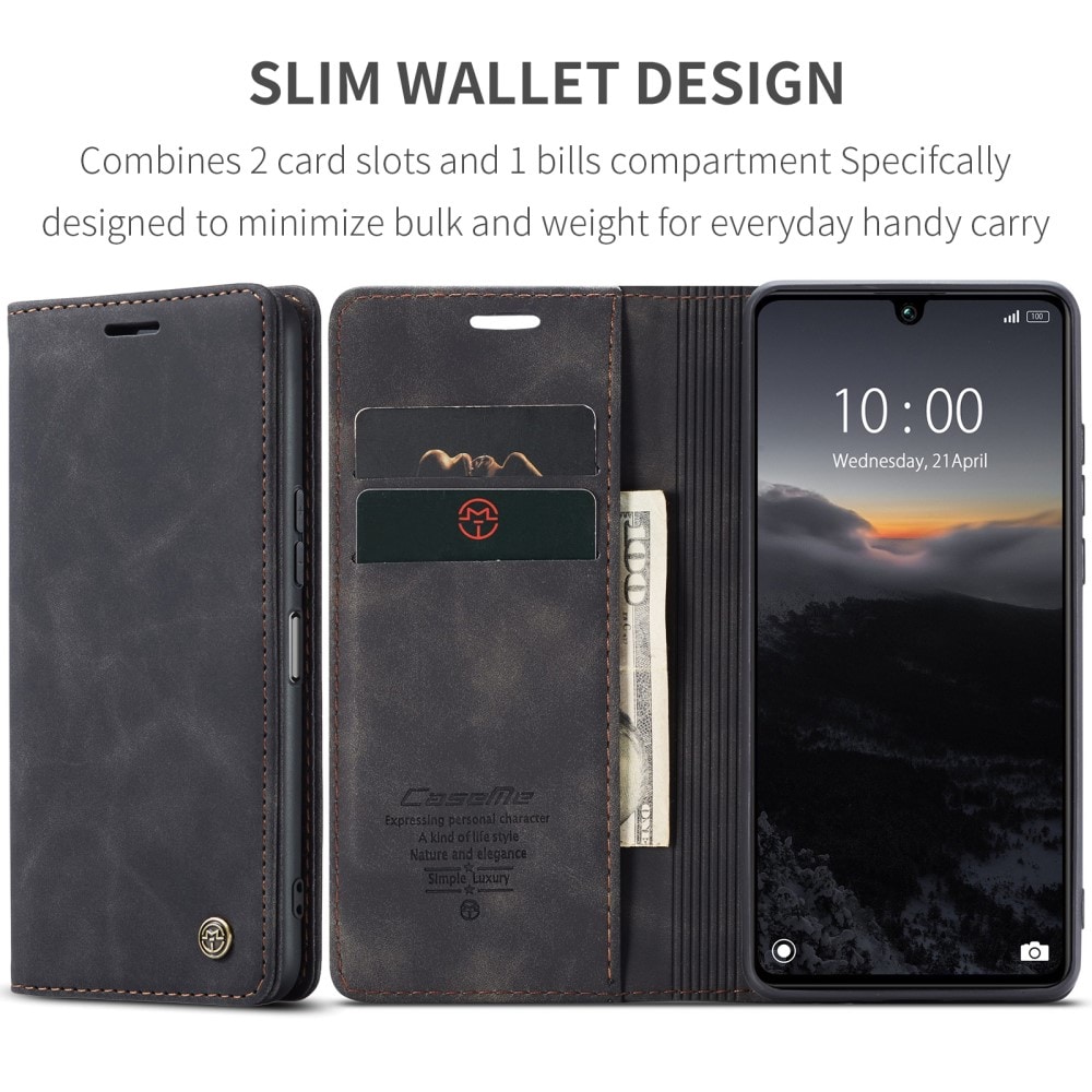 Xiaomi Redmi 13C Slimmat plånboksfodral, Svart