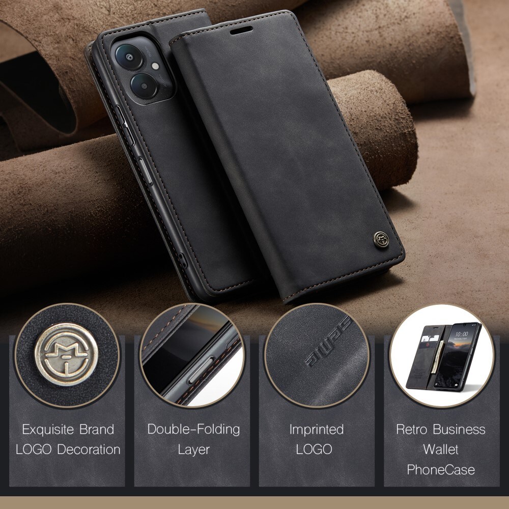 Xiaomi Redmi 13C Slimmat plånboksfodral, Svart
