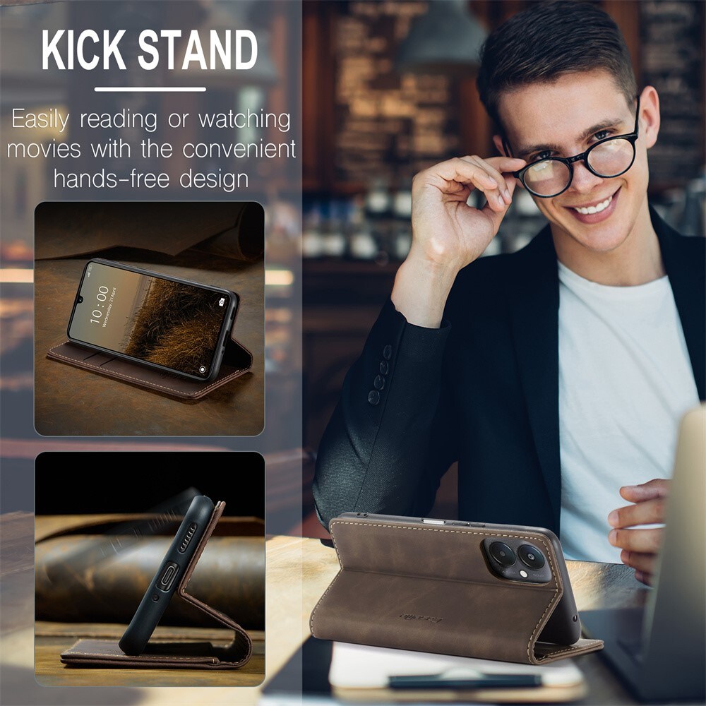 Xiaomi Redmi 13C Slimmat plånboksfodral, Brun