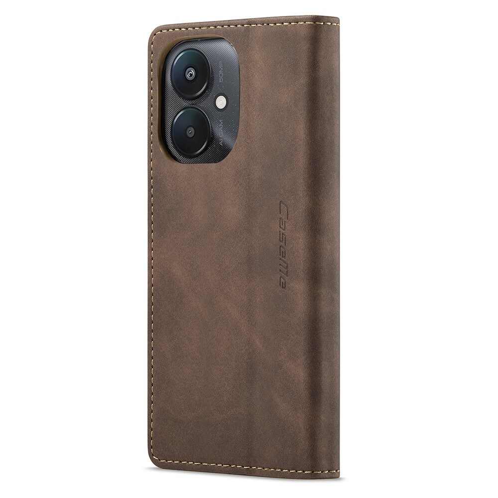 Xiaomi Redmi 13C Slimmat plånboksfodral, Brun