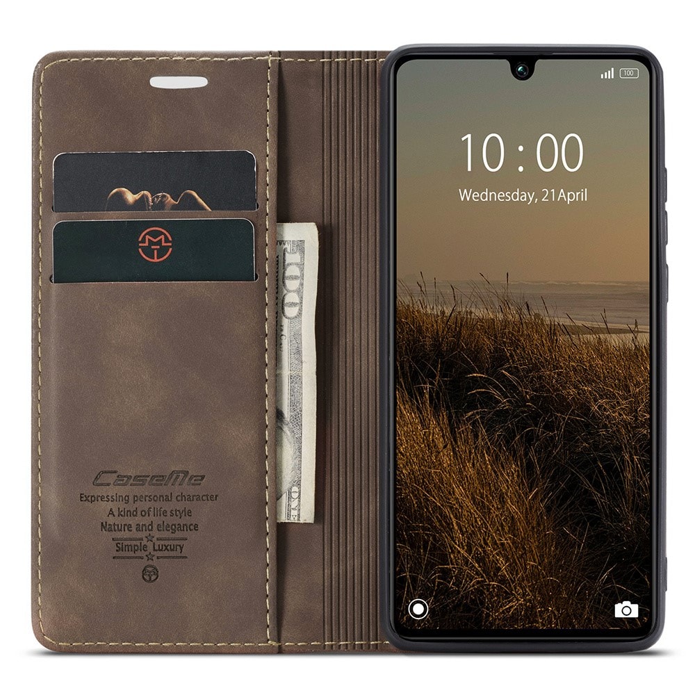 Xiaomi Redmi 13C Slimmat plånboksfodral, Brun