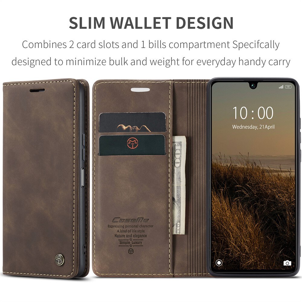 Xiaomi Redmi 13C Slimmat plånboksfodral, Brun
