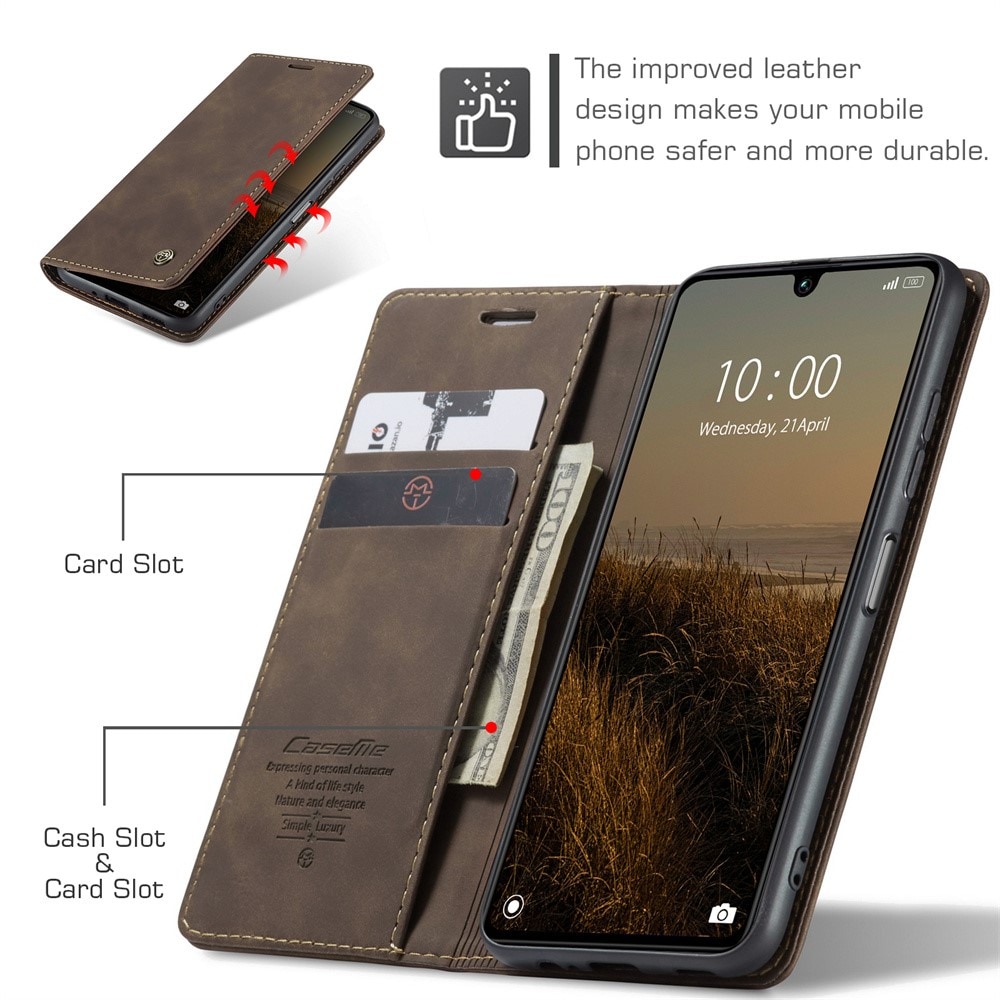 Xiaomi Redmi 13C Slimmat plånboksfodral, Brun