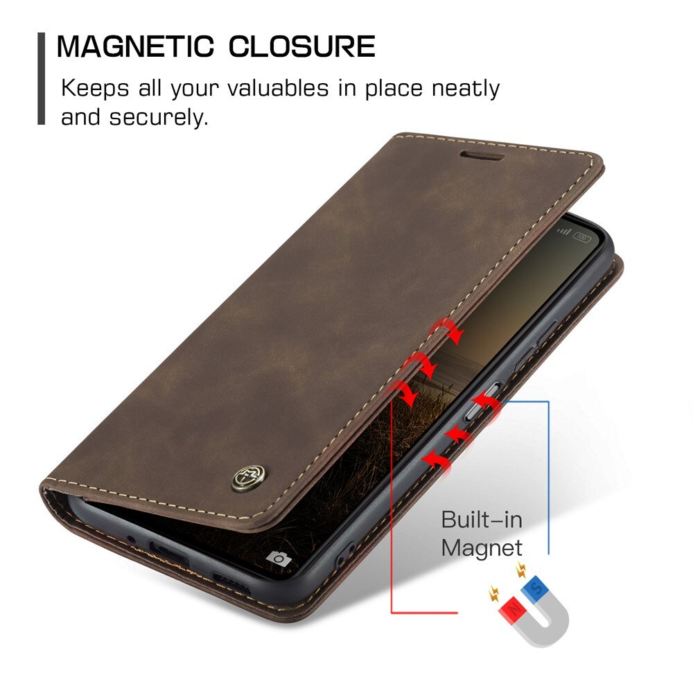 Xiaomi Redmi 13C Slimmat plånboksfodral, Brun