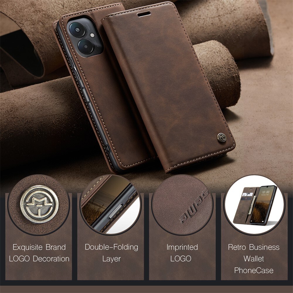 Xiaomi Redmi 13C Slimmat plånboksfodral, Brun