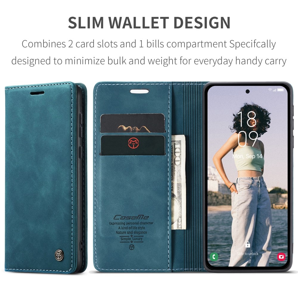 Samsung Galaxy A35 Slimmat plånboksfodral, Blå