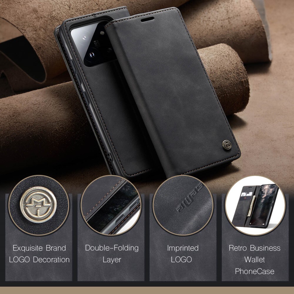 Xiaomi 14 Slimmat plånboksfodral, Svart