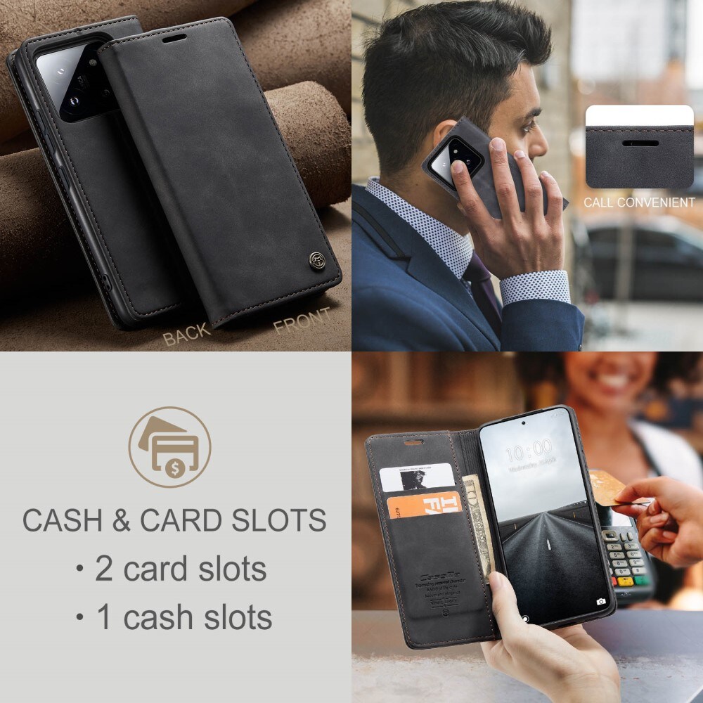 Xiaomi 14 Pro Slimmat plånboksfodral, Svart