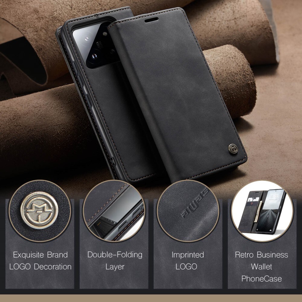 Xiaomi 14 Pro Slimmat plånboksfodral, Svart