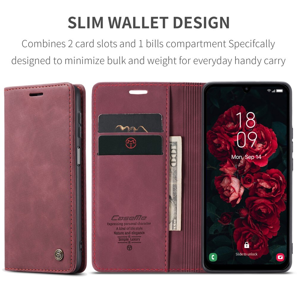Samsung Galaxy A25 Slimmat plånboksfodral, Röd