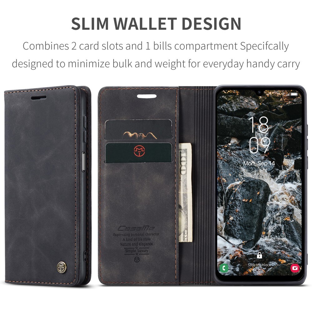 Samsung Galaxy A25 Slimmat plånboksfodral, Svart