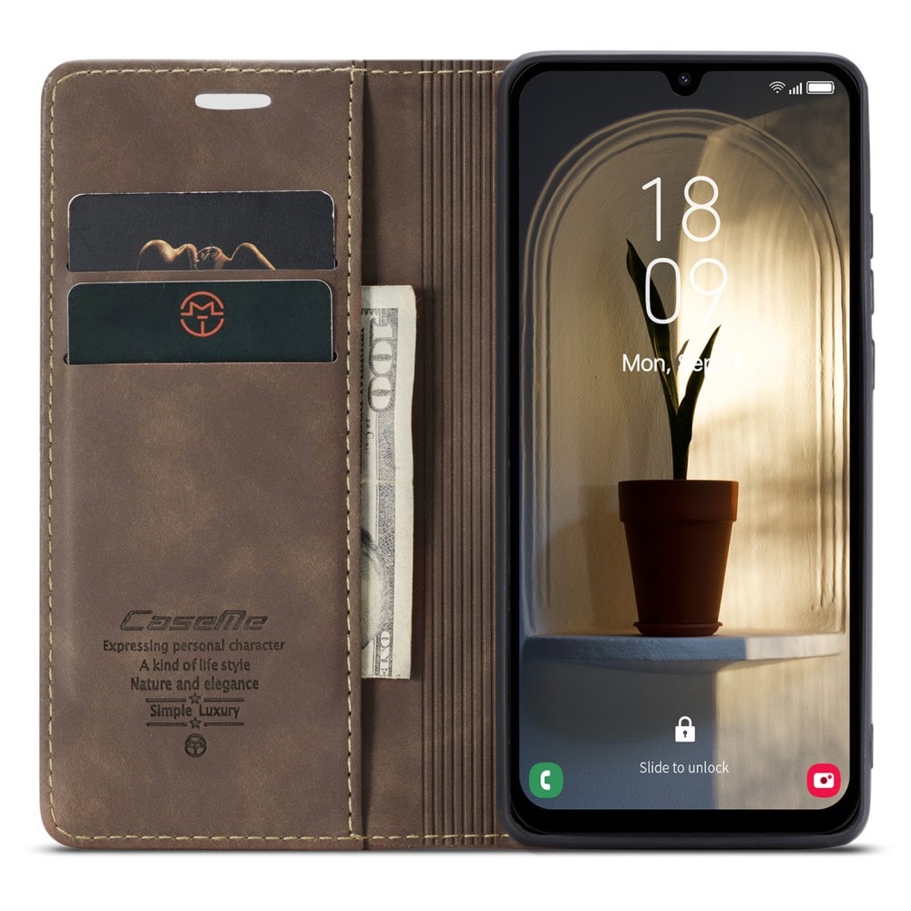 Samsung Galaxy A25 Slimmat plånboksfodral, Brun
