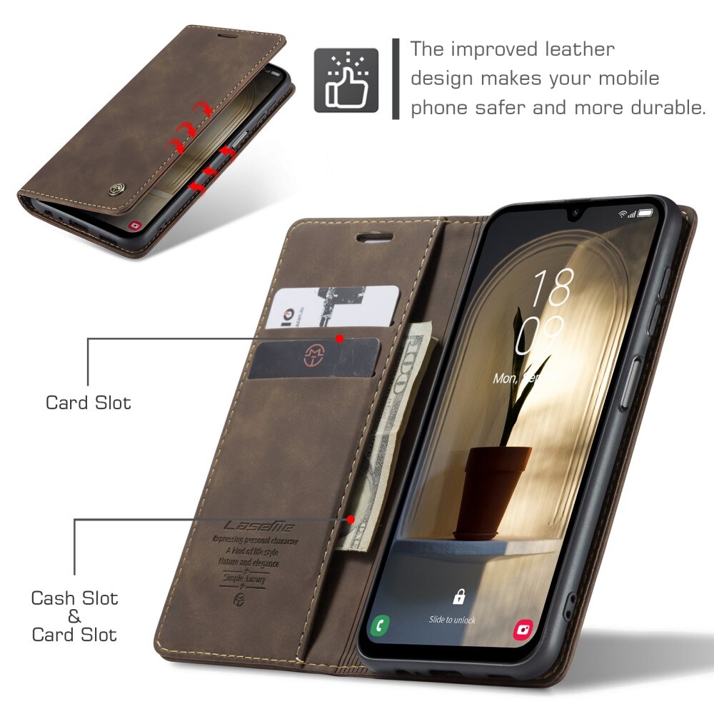 Samsung Galaxy A25 Slimmat plånboksfodral, Brun
