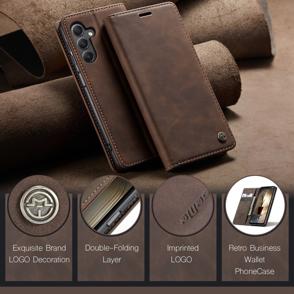 Samsung Galaxy A25 Slimmat plånboksfodral, Brun