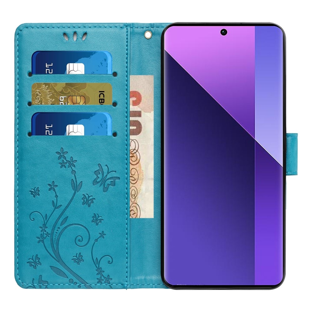 Xiaomi Redmi 13C Mobilfodral med fjärilar, blå