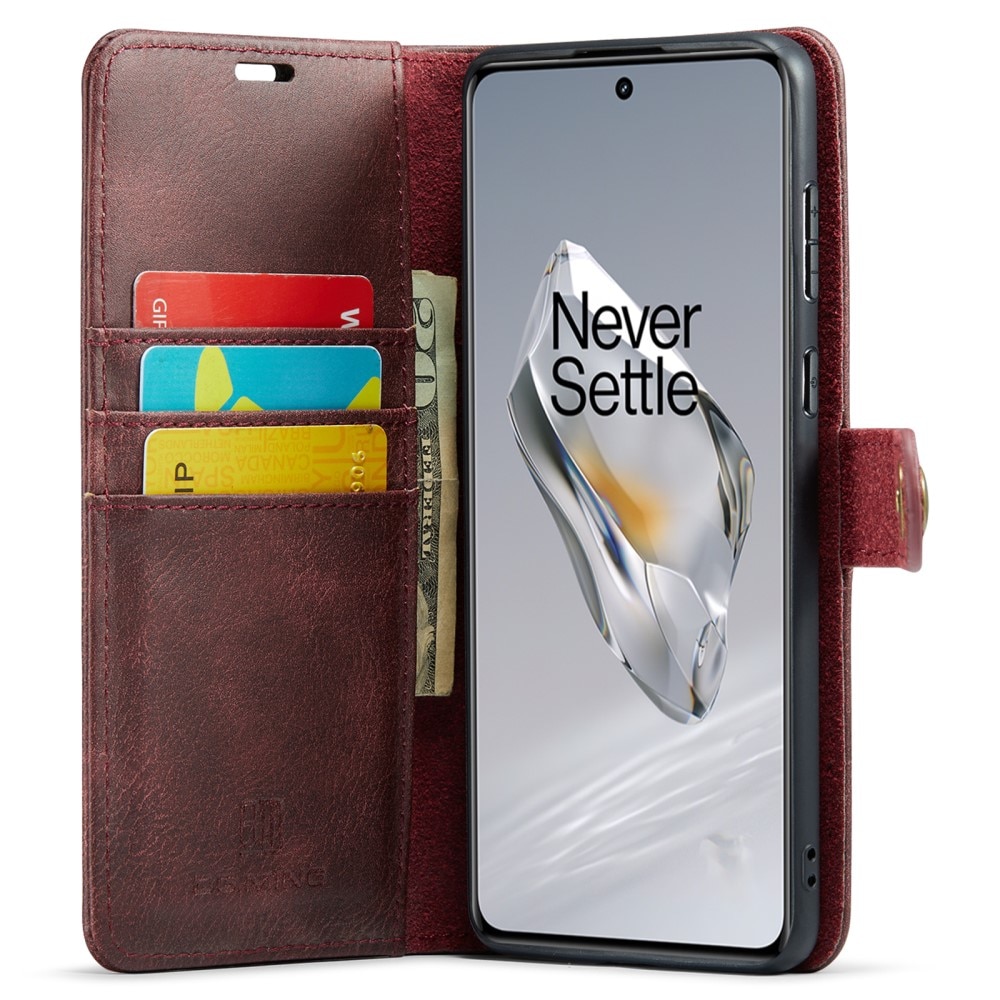 OnePlus 12 Plånboksfodral med avtagbart skal, röd
