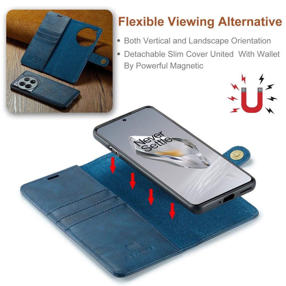 OnePlus 12 Plånboksfodral med avtagbart skal, blå