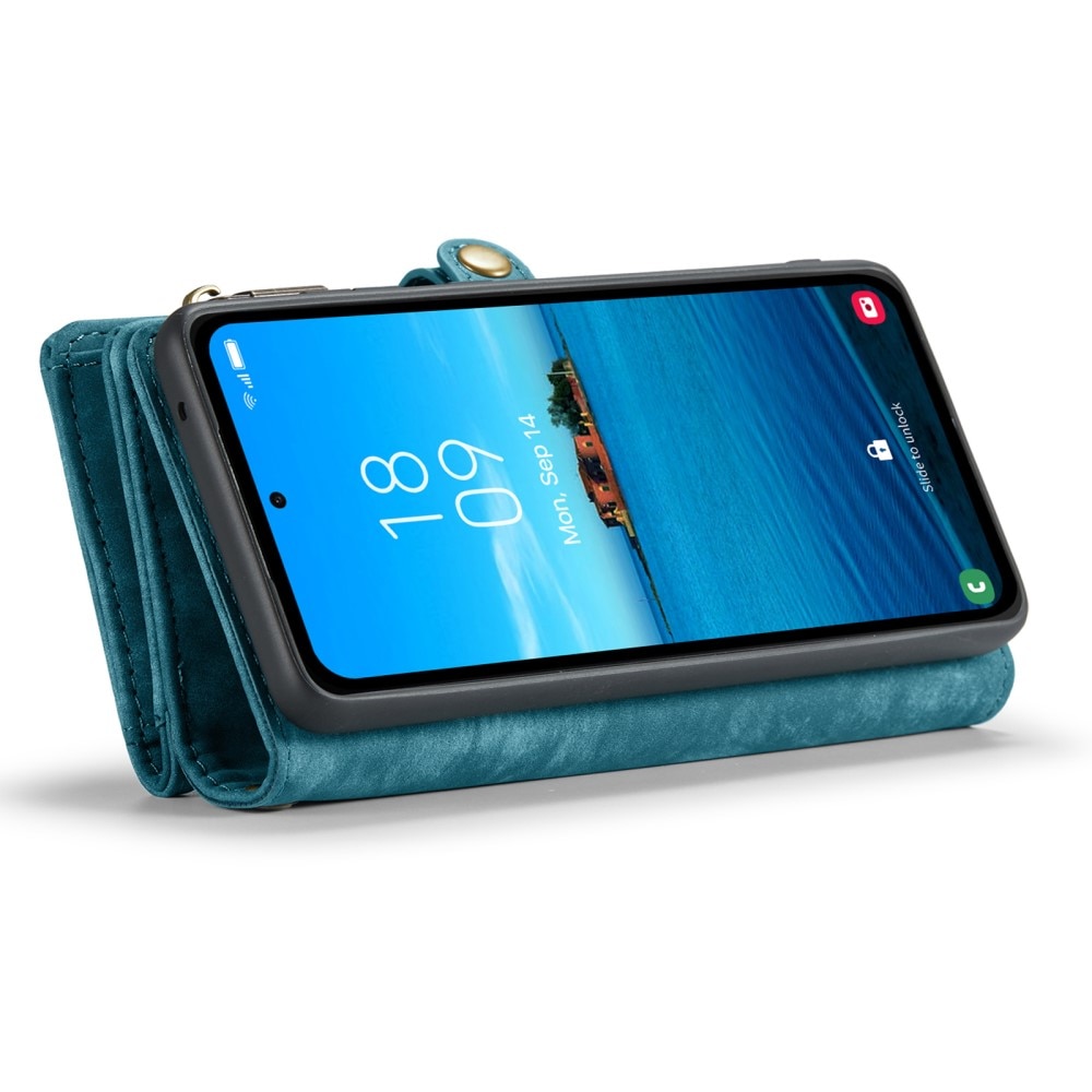 Samsung Galaxy A35 Rymligt plånboksfodral med många kortfack, blå
