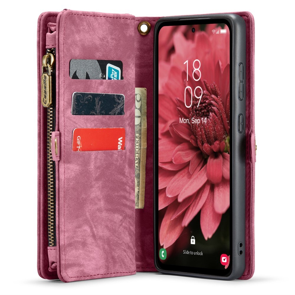 Samsung Galaxy A35 Rymligt plånboksfodral med många kortfack, Röd