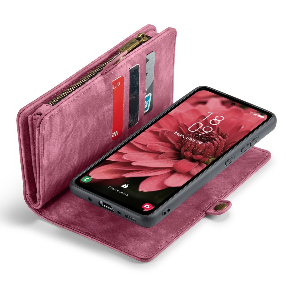 Samsung Galaxy A35 Rymligt plånboksfodral med många kortfack, Röd