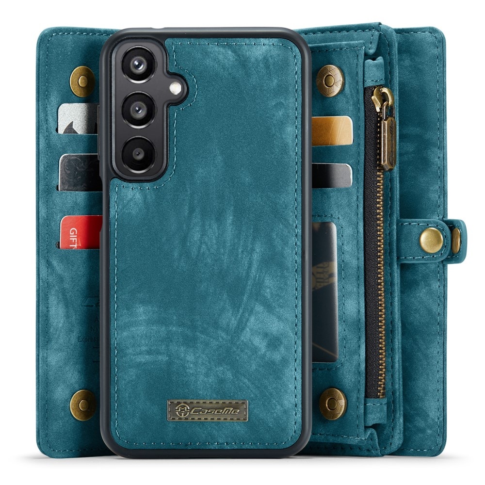 Samsung Galaxy A15 Rymligt plånboksfodral med många kortfack, blå