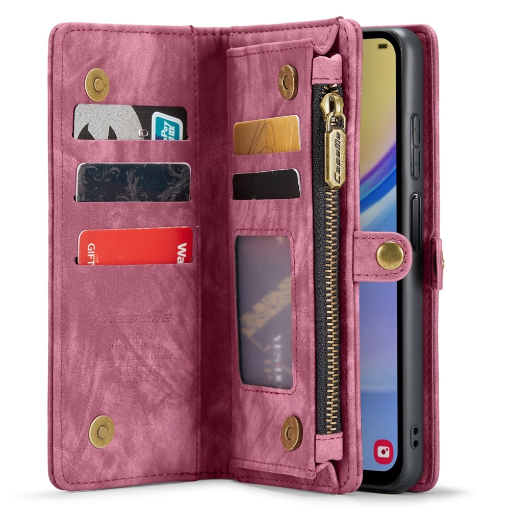 Samsung Galaxy A15 Rymligt plånboksfodral med många kortfack, röd