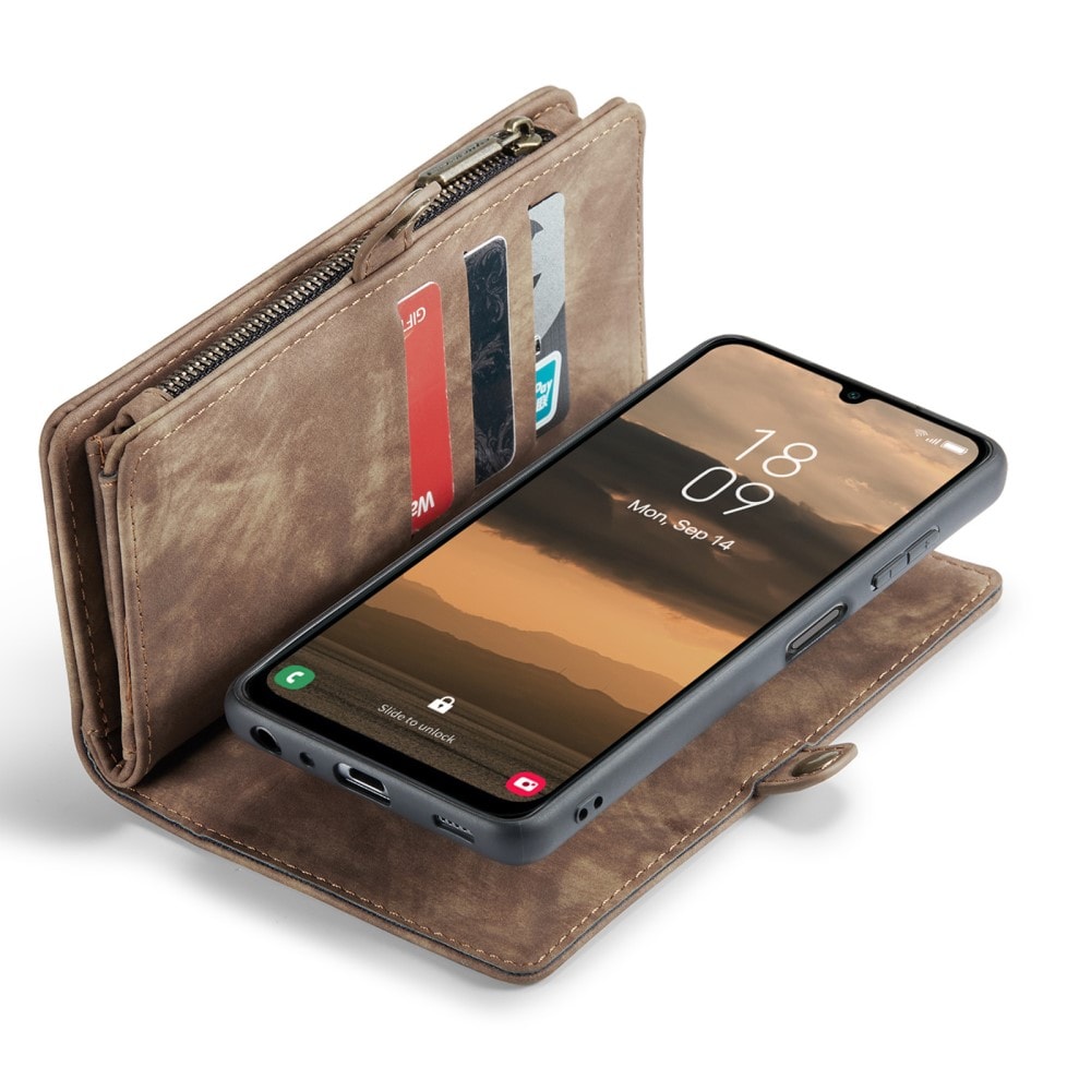 Samsung Galaxy A25 Rymligt plånboksfodral med många kortfack, Brun