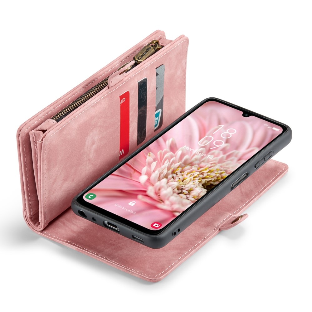 Samsung Galaxy A25 Rymligt plånboksfodral med många kortfack, rosa