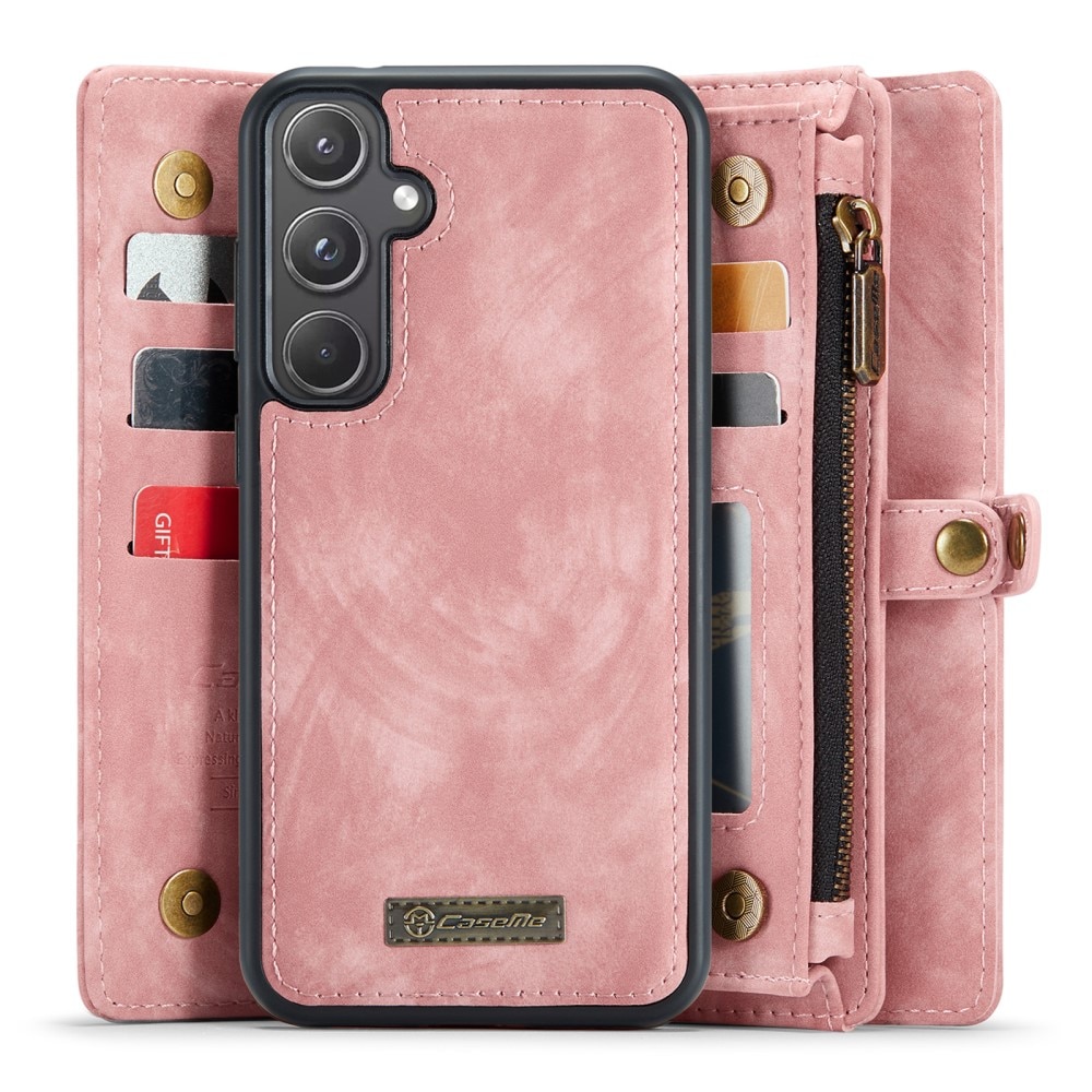 Samsung Galaxy A55 Rymligt plånboksfodral med många kortfack, rosa