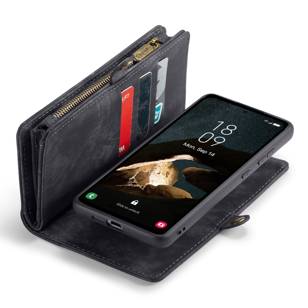 Samsung Galaxy A55 Rymligt plånboksfodral med många kortfack, Grå