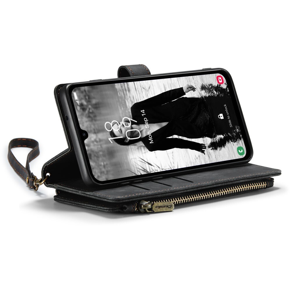 Samsung Galaxy A15 Plåboksfodral med blixtlås, Svart