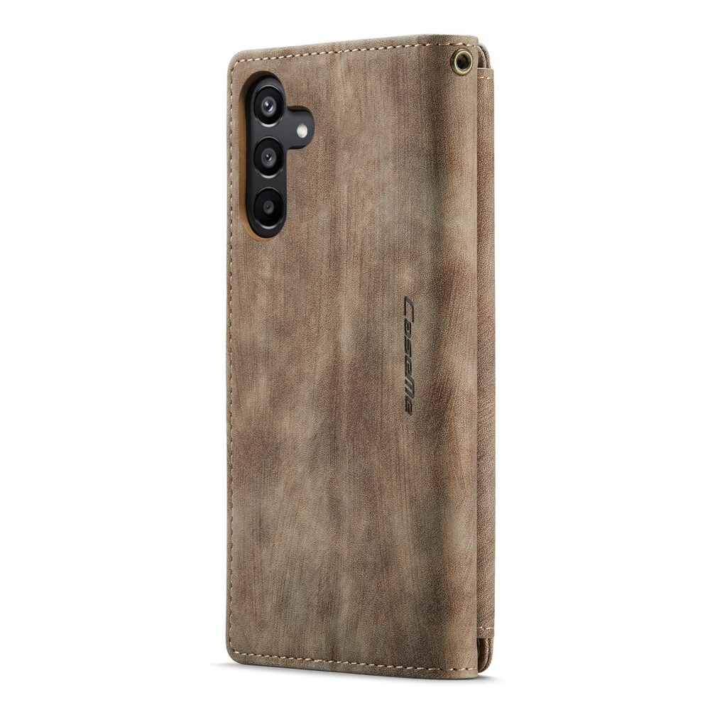 Samsung Galaxy A15 Plåboksfodral med blixtlås, Brun