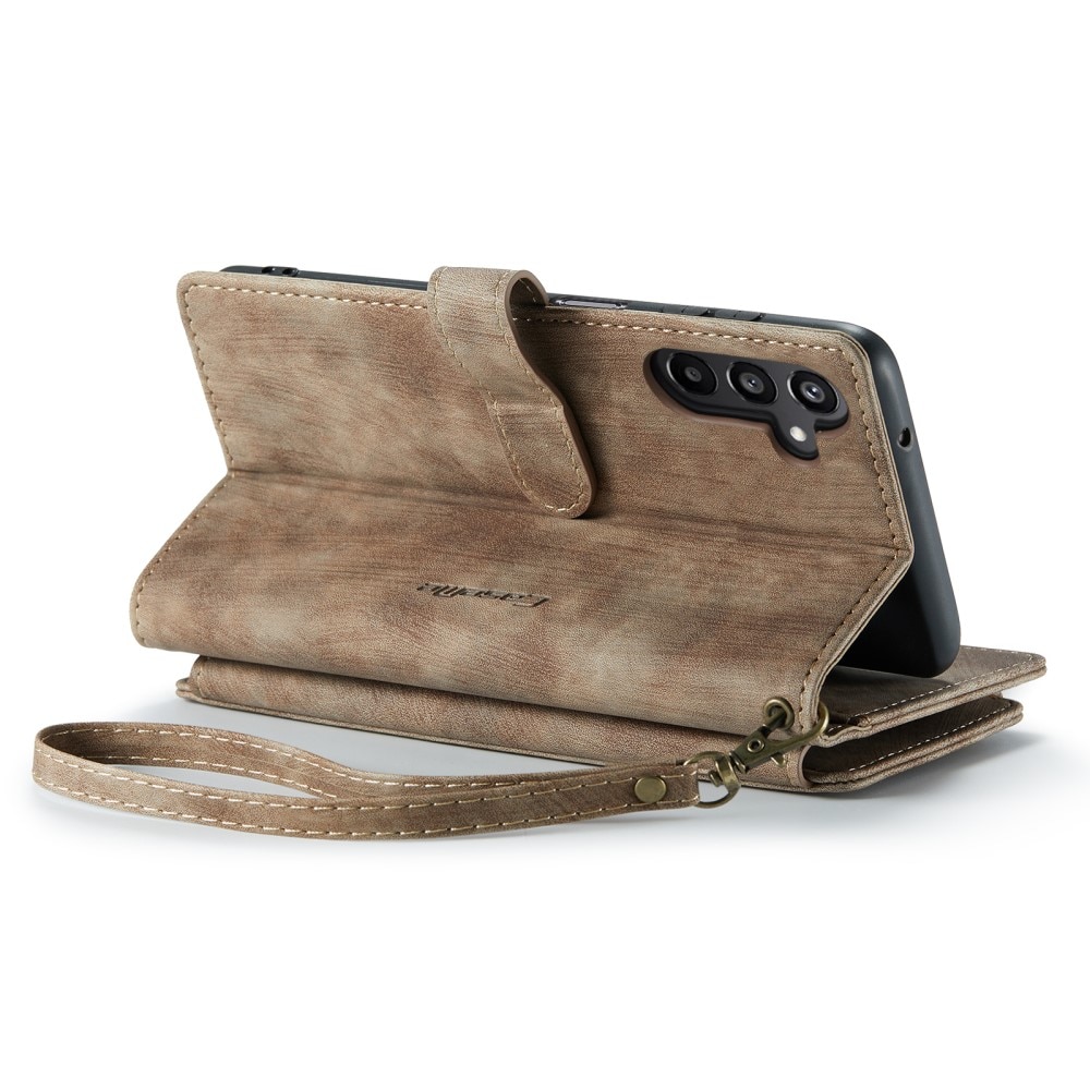 Samsung Galaxy A15 Plåboksfodral med blixtlås, Brun
