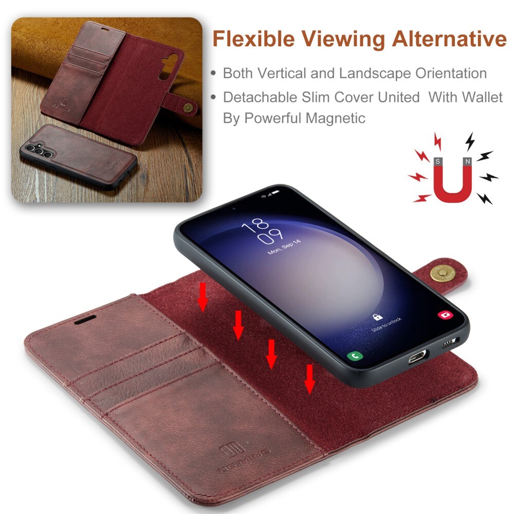 Samsung Galaxy A55 Plånboksfodral med avtagbart skal, Red
