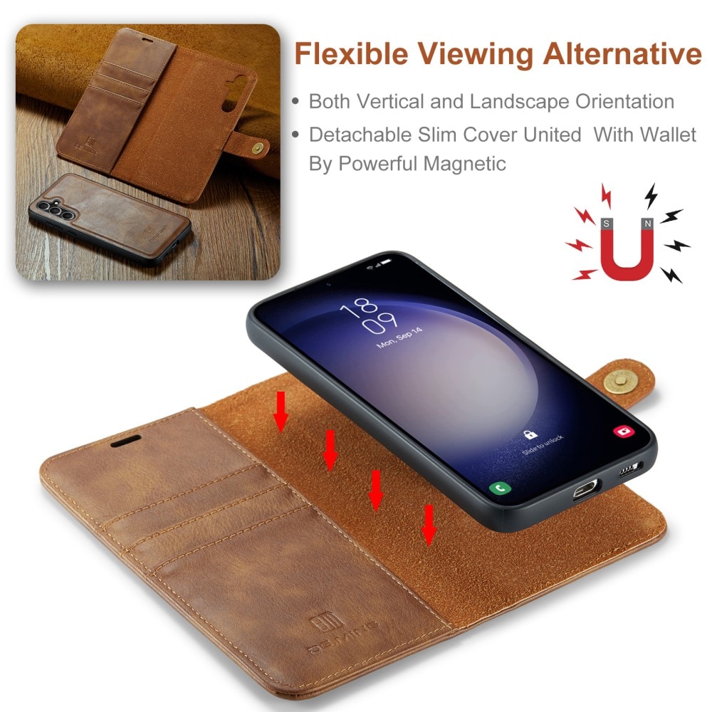 Samsung Galaxy A35 Plånboksfodral med avtagbart skal, cognac