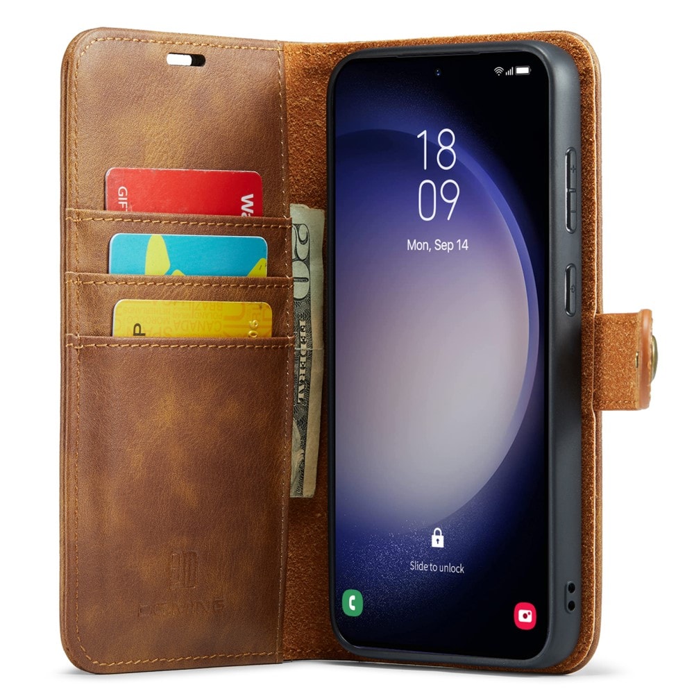 Samsung Galaxy A15 Plånboksfodral med avtagbart skal, Cognac