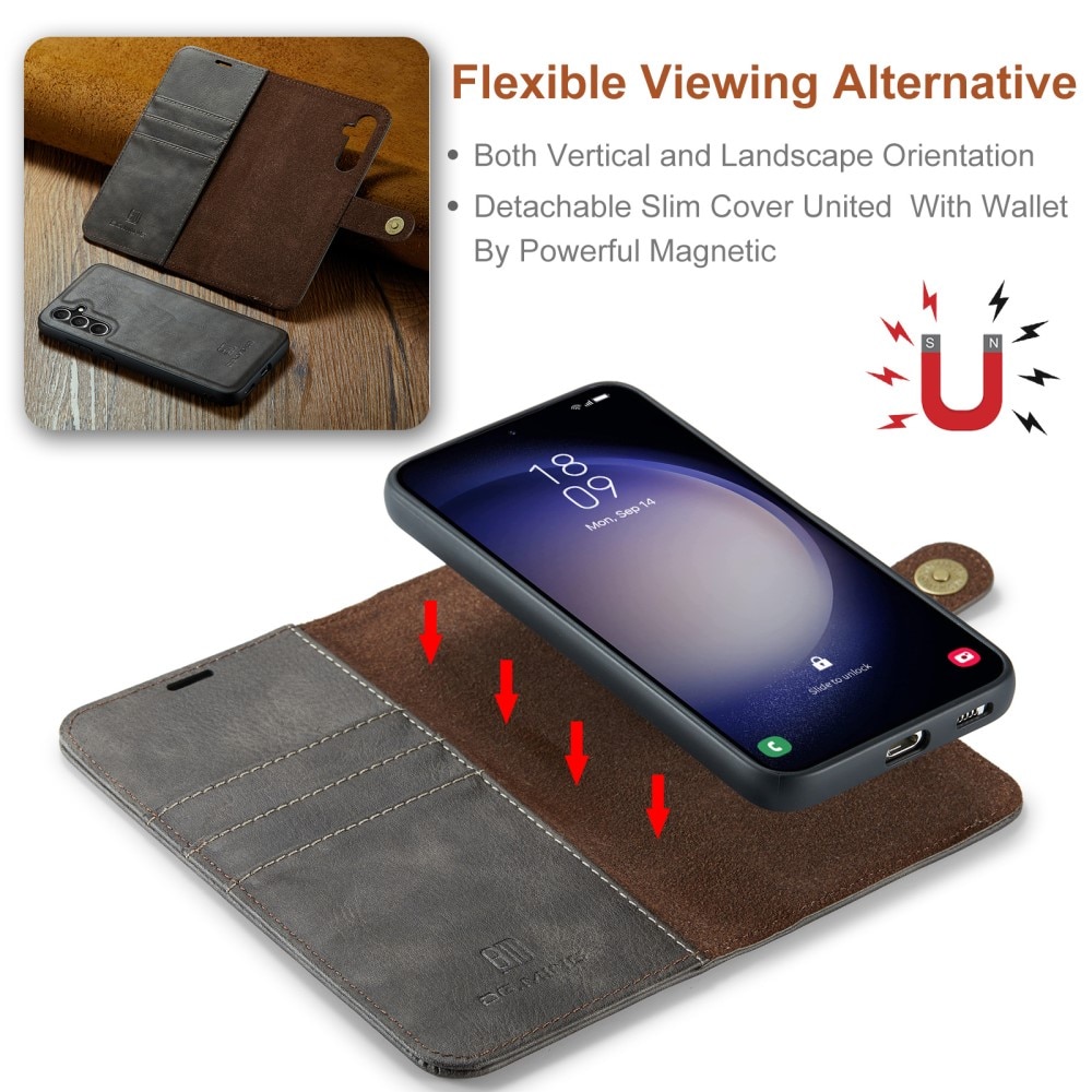 Samsung Galaxy A15 Plånboksfodral med avtagbart skal, brun