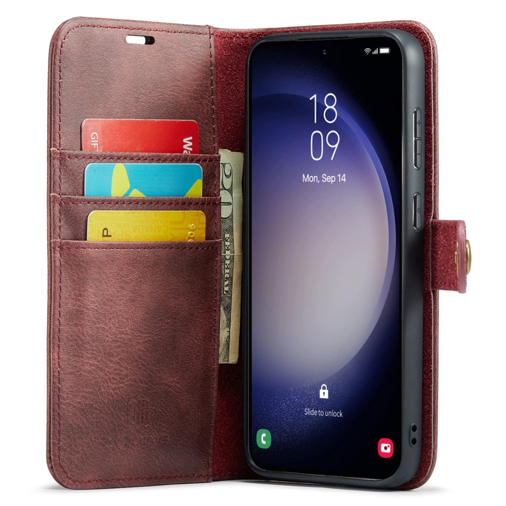 Samsung Galaxy A15 Plånboksfodral med avtagbart skal, röd