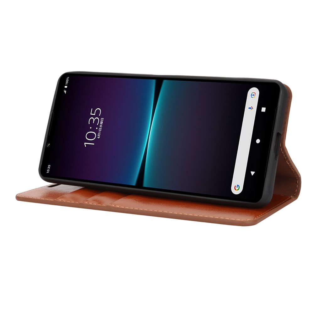 Sony Xperia 1 VI Smidigt mobilfodral i äkta läder, Brun