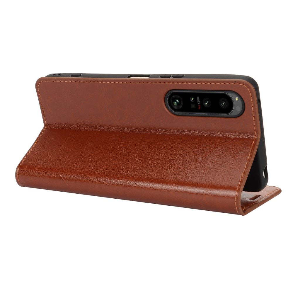 Sony Xperia 1 VI Smidigt mobilfodral i äkta läder, brun